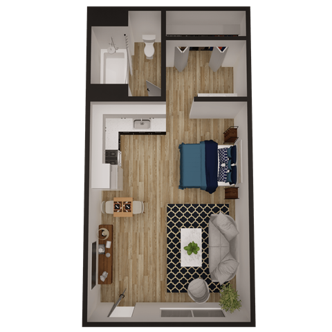 a floor plan of a one bedroom apartment